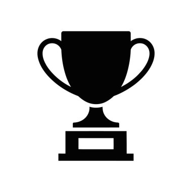 Beyaz arka planda basit bir siyah kupa vektör tasarımı. Dekoratif bir tabanda klasik bir fincan şekli sergiliyor. Başarı ve zafer görüntülerini çağrıştırıyor..