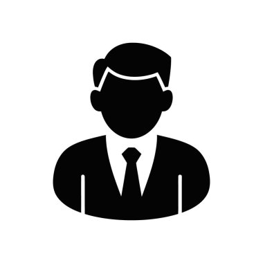 Detaylı vektör silueti resmi takım elbiseli ve kravatlı bir adamı gösteriyor. Ticari, profesyonel ve kurumsal temalar için mükemmel yüzsüz, minimalist bir tasarım..