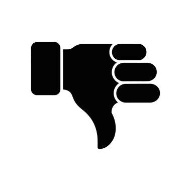 Katı bir siyah başparmak aşağı simgesinin vektör çizimi. Onaylamamayı, olumsuz geri bildirimi ya da anlaşmazlığı simgeler. Kullanımı kolay olsun diye beyaz bir arkaplanda izole edildi.