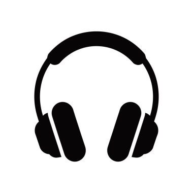Beyaz arka planda siyah kulaklık ikonu. Basit, canlı vektör müzik, ses, tasarım, uygulamalar ve web siteleri için mükemmel. Çeşitli kullanımlar için temiz, modern grafik.