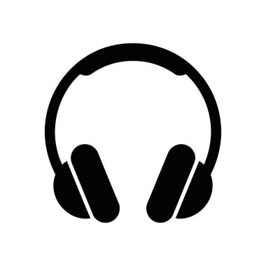 İzole vektör grafiği siyah kulaklık simgesi, beyaz arka planda saç bandı ve kulaklık olduğunu gösteriyor. Müzik, ses, dinleme ve teknolojiyle ilgili tasarımlar için mükemmel..