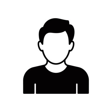 Siyah tişörtlü ve saçlı yüzsüz bir adamın izole vektör çizimi, kullanıcı profili veya avatar için ideal. Beyaz arka plan. Basit, modern ve temiz tasarım..