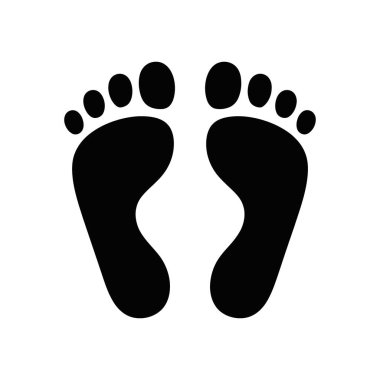 Beyaz arkaplanda siyah ayak izleri ikon vektör çizimi. Bu resim web sitesi ve uygulama tasarımı gibi çeşitli projelerde tasarım elemanları için mükemmeldir..