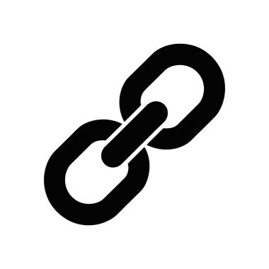 Beyaz arkaplandaki siyah zincir halka simgesinin vektör çizimi. Web tasarımı, uygulamalar, kullanıcı arayüzleri ve bağlantı ya da güvenlik kavramları oluşturmak için uygundur.