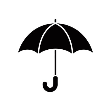 Bu vektör simgesi beyaz zemin üzerinde basit, katı siyah bir şemsiye içerir. Hava tahminleri, koruma kavramları ve tasarım elementleri için ideal.