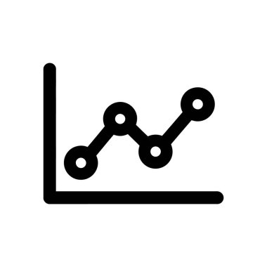Daireli basit, minimalist bir siyah çizgi grafiği, veri noktalarını ve vektör kullanımı için beyaz bir arkaplan karşısındaki yukarı doğru eğilimi gösterir.