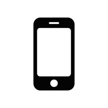 İzole edilmiş siyah akıllı telefon simgesi yuvarlak kenarları gösteriyor ve beyaz arka planda bir ev düğmesi var. Uygulama tasarımları, web sitesi modellemeleri ve kullanıcı arayüzü ögeleri için ideal.