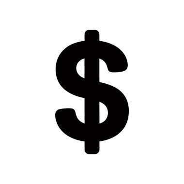Basit, koyu, siyah dolar işareti simgesinin izole edilmiş vektör çizimi. Bu grafik beyaz arkaplanda ve ağ, uygulama ya da yazdırma için harika..
