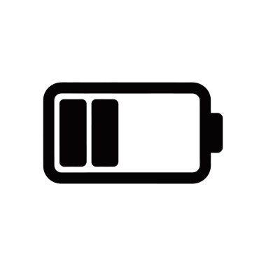Düşük pil göstergesinin minimalist vektör simgesi. Mobil uygulamalar, web siteleri, kullanıcı arayüzleri ve diğer dijital platformlar için uygun basit tasarım. Beyaz arkaplanda izole.