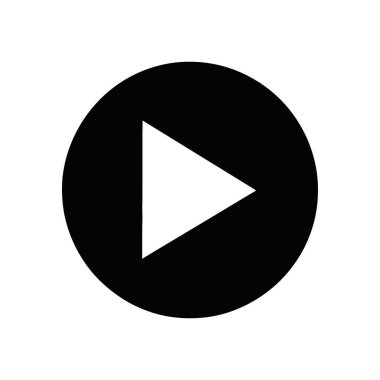 Basit bir çalma düğmesi simgesi tasarımı siyah bir çemberde beyaz bir üçgen oluşturur, temiz beyaz bir arkaplana karşı ayarlanır. Çoklu ortam arayüzleri için ideal.