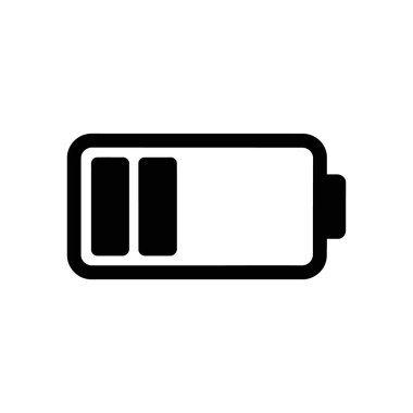 Düşük enerji seviyelerini temsil eden boş bir gösterge gösteren siyah bir pil simgesi. Mobil uygulamalar, web tasarımı ve kullanıcı arayüzleri için harika; beyaz arkaplanda.