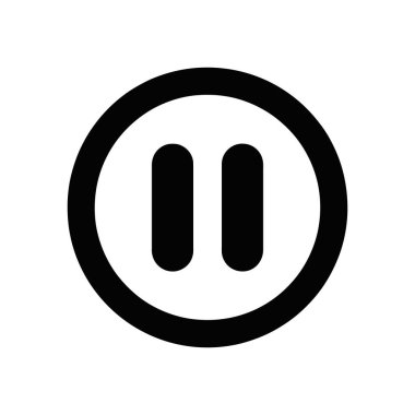 İllülasyon siyah bir duraklama sembolü içeriyor, basit ve temiz, bir çember içinde, beyaz bir arkaplan ile çevrili, ortam denetimi için ideal.