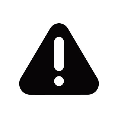Siyah bir üçgende beyaza karşı izole bir vektör dikkat izi. Uyarı, hata, alarm ve tehlikeyi sembolize eder; bildirim ve acil hatırlatıcılar için kullanılır; temiz vektör tasarımı.