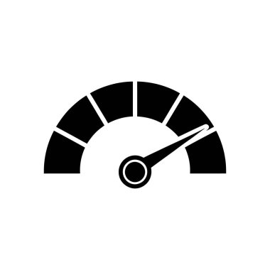 Beyaz arkaplandaki bir hız göstergesi simgesinin vektör illüstrasyonu. Performans, verimlilik ve ölçüm için mükemmel, gösterge panelleri ve kullanıcı arayüzleri için uygun.