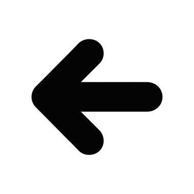 İzole edilmiş sol ok simgesi, yönü gösteriyor. Bu basit vektör web tasarımı, kullanıcı arayüzleri ve seyrüsefer elemanları için mükemmeldir. Beyaz arkaplan karşısında sunuluyor.