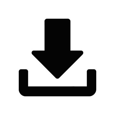 Beyaz arkaplanda siyah indirme simgesi, basit ve minimalist vektör illüstrasyonu. Web tasarımı, uygulamalar, sunumlar ve bilgi grafikleri için uygun. Modern ve kolayca ölçeklenebilir grafik.