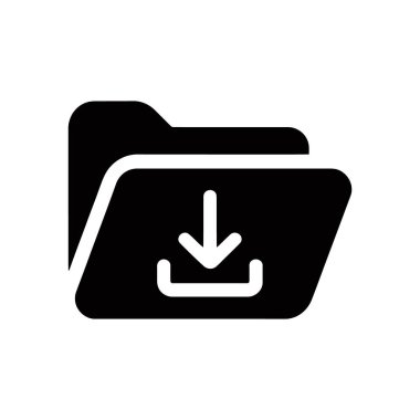 Beyaz arkaplanda indirme sembolü bulunan siyah bir dizin simgesini içeren yüksek çözünürlüklü vektör illüName.