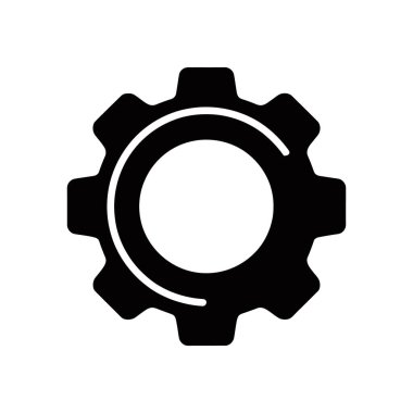 İçi boş siyah dişli basit bir ikonun izole vektör çizimi. Merkezin içinde, kıvrımlı, iç daire şeklinde beyaz bir arka plan var..