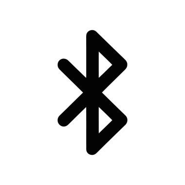 Beyaz üzerine izole edilmiş bu minimal vektör grafiği, çeşitli dijital projeler için mükemmel olan kablosuz bağlantı ve teknolojiyi temsil eden siyah bir bluetooth simgesine sahiptir..