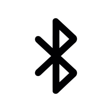 İzole edilmiş bluetooth sembol vektörü, beyaz arkaplana karşı basit siyah çizgilerle gösterilmiştir. Kablosuz bağlantıyı, veri transferini veya aygıt eşleşmesini temsil etmek için mükemmel.