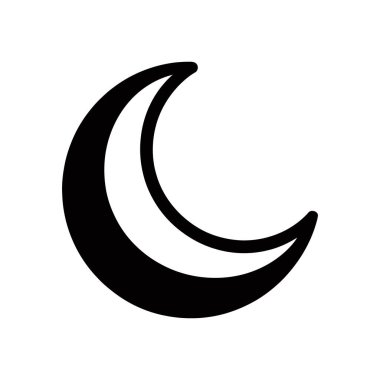 Kolaylaştırılmış bir hilal simgesini, saf siyah bir beyaz arka planda resmediyor. Tasarım projelerinde gece, ay evrelerini veya göksel kavramları temsil etmek için idealdir.