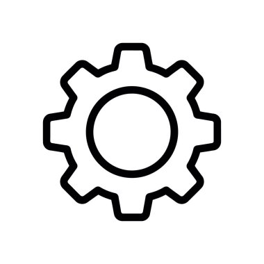 Temiz beyaz arka planda izole edilmiş siyah dişli ikon vektörü. Tasarım projelerinde kullanmak için mükemmel, sembolize ayarlar, yapılandırma, mekanik veya geliştirme. Birleştirmesi kolay.