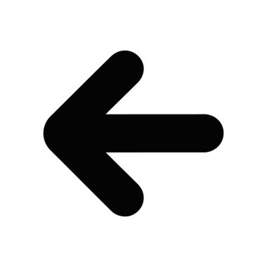 Beyaz bir arkaplanda izole edilmiş siyah sol ok vektörü grafiği, düğmeler, simgeler, yönler, web sitesi ögeleri ve navigasyon için görsel araçlar için mükemmel.