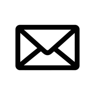 Beyaz arkaplandaki bir zarfın basit ve temiz siyah ana hatlı vektör simgesi. Grafik tasarımı, web sitesi arayüzleri ve mobil uygulamalar için kullanışlı.