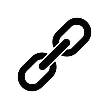 Siyah çizgili izole zincir vektör ikonu, temiz beyaz zemin üzerinde sunuluyor. Dijital tasarım ihtiyaçları için mükemmel olan bağlantı, birlik ve ağ bağlantısını sembolize eder.