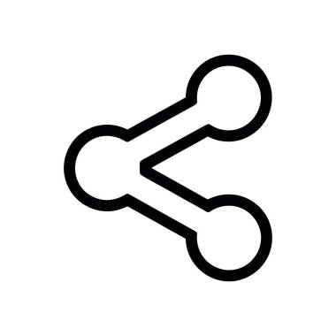 Temiz beyaz bir arkaplanda siyah paylaşım simgesinin izole edilmiş vektör grafiği. Tasarımlarda paylaşım, bağlantı ve sosyal medya entegrasyonunu temsil etmek için ideal.