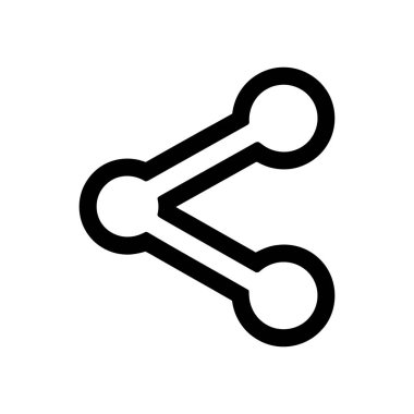 Çizgilerle birbirine bağlı üç çemberden oluşan bir paylaşım sembolü içeren siyah vektör simgesi, temiz beyaz bir arkaplanda izole edilmiş, web tasarımı ve grafikleri için ideal.