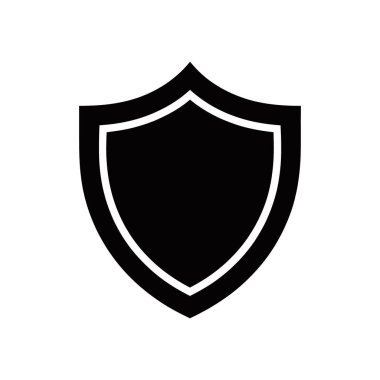 Siyah bir kalkan ikonunun minimalist, temiz bir vektör çizimi, güvenliği ve korumayı simgeliyor. Beyaz arkaplanda izole edilmiş, bu grafik tasarım amaçları için idealdir.
