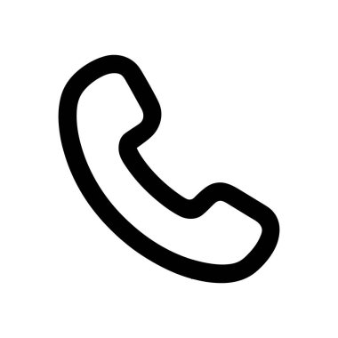 Telefon alıcısının izole edilmiş siyah çizgisi, temiz beyaz arka planda vektör ikonu. İletişimi, iletişimi, aramayı temsil ediyor. Telefon veya iletişim görüntülerine ihtiyaç duyan tasarımlar için mükemmel..