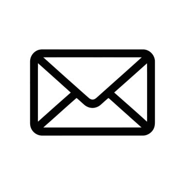 Resim, temiz beyaz arkaplanda bir e- posta simgesinin vektör illüstrasyonunu gösterir. Basit, koyu siyah çizgisi iletişim ve tebligatlar için evrensel bir sembol oluşturuyor..