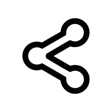 Minimalist paylaşım ikonunun vektör illüstrasyonu. Birbirine bağlı çemberlerin bir siyah çizgisi, düz beyaz bir arkaplan karşısında sunulan paylaşım sembolünü oluşturur..