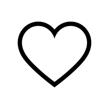 Modern bir ikon grafik olarak tasarlanmış, temiz, beyaz bir arkaplan üzerine kurulu, bir kalp şekli sembolünün basit bir taslağını tasvir eden vektör illüstrasyonu.