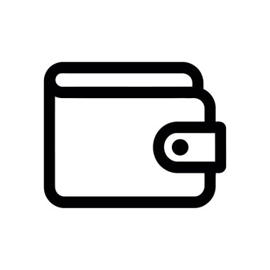 Beyaz arka planda izole edilmiş, yuvarlak kenarlı ve kapanış tasarımlı minimalist bir cüzdan ikonunun vektör çizimi. Temiz, basit tasarım.