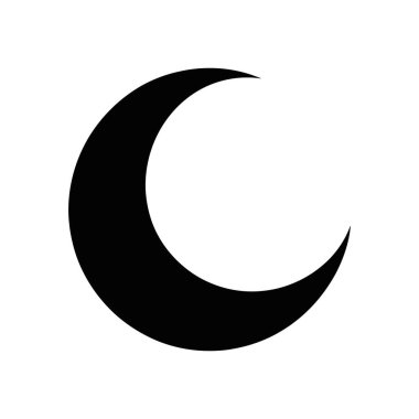 İzole vektör grafikleri, temiz beyaz arka planlı, siyah bir hilal uydusu içeriyor. Web tasarımı, uygulama simgeleri veya minimalist görüntüleme gerektiren ilahi temalı projeler için ideal.