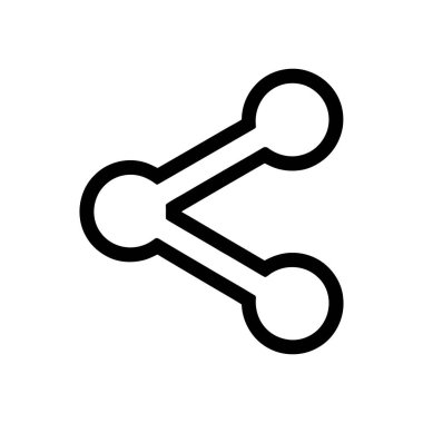 Temiz beyaz arkaplandaki siyah paylaşım simgesinin minimalist vektör görüntüsü. Basit ve modern bir dizaynda paylaşım, bağlantı veya dağıtımı temsil eder.