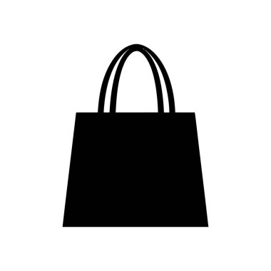 Beyaz bir arkaplanda izole edilmiş bu basit, çarpıcı vektör simgesi yuvarlak saplı, perakende satış veya alımlar için mükemmel siyah bir alışveriş çantası tasvir ediyor..