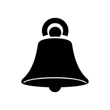 Beyaz zemin üzerindeki siyah çan vektörü davetiyeler, kartlar ve tasarımlar için mükemmel bir elementtir. Sunumlarda, web sitelerinde veya çıktılarda kullan. Katı simgeyi düzenlemek kolay.