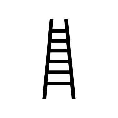Beyaz arka planda izole edilmiş siyah merdiven ikonu altı belirgin basamağa sahiptir. Bu vektör resmi çeşitli tasarım uygulamaları, temiz biçim ve ölçeklenebilir için idealdir..