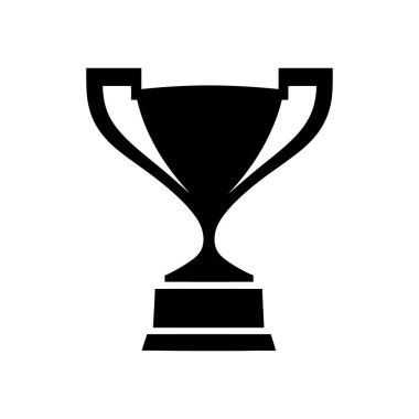 Beyaz arka planda, zaferi ve başarıyı simgeleyen siyah kupa ikonu. Başarı kutlayan web tasarımı, illüstrasyonlar, sunumlar ve pazarlama materyalleri için ideal.