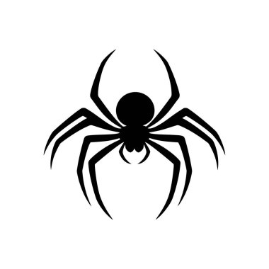 Büyüleyici vektör illüstrasyonu, cadılar bayramı, grafik tasarımı ya da minimalist temalar için mükemmel beyaz zemin üzerinde siyah bir örümcek ikonu sunar. Siluet basit bir biçim sağlar.
