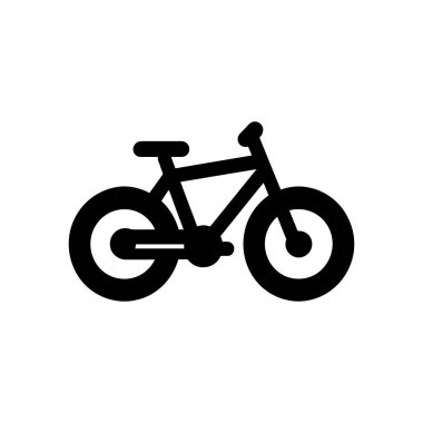 Bir bisikletin basit, modern siyah vektör simgesi, temiz beyaz bir arkaplanda izole edilmiş. Minimalist bisiklet görsellerini vurgulayan dijital tasarım ve uygulamalar için mükemmel.