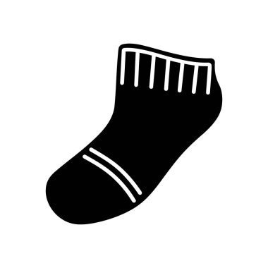 Kaburgalı üst kısmı siyah çorap ikonu ve temiz beyaz arka planı olan ayak bileğinde iki beyaz şerit, çeşitli tasarım projeleri için mükemmel..