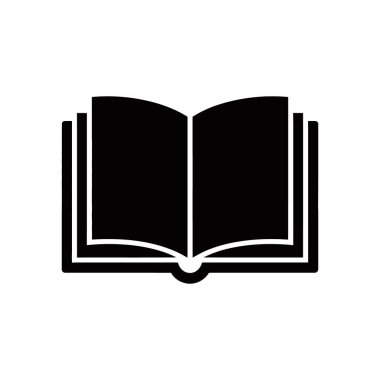 Beyaz arkaplanda siyah bir kitap sembolü aç. Bilgiyi, okumayı, edebiyatı, kütüphaneyi ve eğitimi temsil eder. Basit, modern vektör tasarımı, birden fazla amaç için uygun.