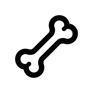 İzole edilmiş vektör ikonu, temiz beyaz bir arkaplanda gösterilen yuvarlak kenarlı, koyu siyah bir kemik çizimine sahiptir. Tasarım minimalisttir ve ölçeklenmesi kolaydır..