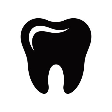 Vektör biçiminde tek diş, beyaz arka planda siyah ile gösterilmiş. Diş bakımını, ağız temizliğini temsil ediyor ve tıbbi tasarımlar için uygun. İzole illüstrasyon.