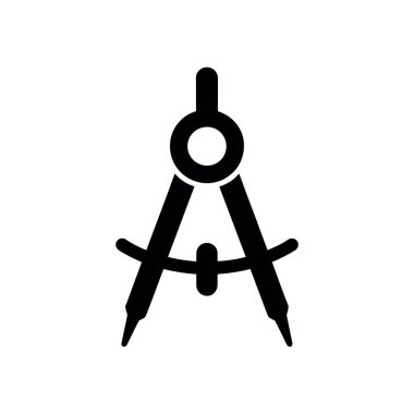 Beyaz arkaplanda siyah çizim pusulasının izole vektör simgesi. Okul, mühendislik, mimari ya da dizaynla ilgili projeler için idealdir. Basit ve ölçeklenebilir tasarım.